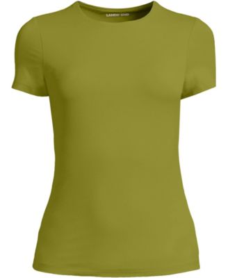 Women's Short Sleeve Tugless Double Layer Crew Neck Knit Top