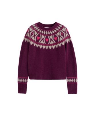 Women's Wool Blend Heart Fair Isle Sweater