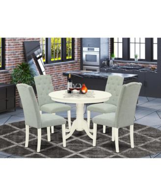 5 piece wooden Linen White Dining Room Set