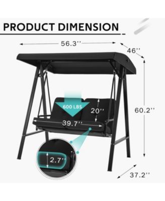 2-Seat Porch Swings with Adjustable Canopy