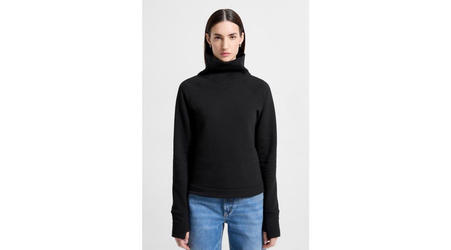 Женский свитшот Marcella Washington High V-Collar Long-Sleeve Relaxed Sweatshirt with Thumbholes, цвет: Чёрный — фото 4