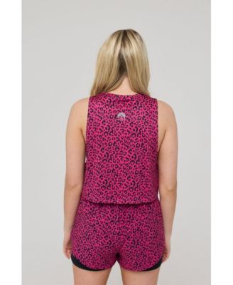 Women's Infinite Cropped Tank Top - Pink Leopard