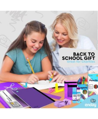 School Supplies Kit for Grades K–5 – 71 Items: Composition Notebook Subject Notebook, Pencils, Folders Colored Pencils, Crayons, Scissors, Glue & More