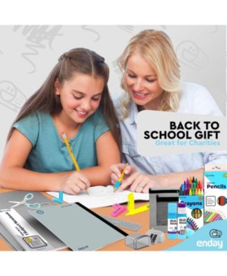 School Supplies Kit for Grades K–5 – 71 Items: Composition Notebook Subject Notebook, Pencils, Folders Colored Pencils, Crayons, Scissors, Glue & More