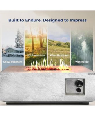 Propane Gas Fire Pit Table - 40,000 BTU Square Gas Firepits with Cover for Outside