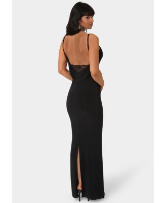 Women's Backless Lace Inset Maxi Dress