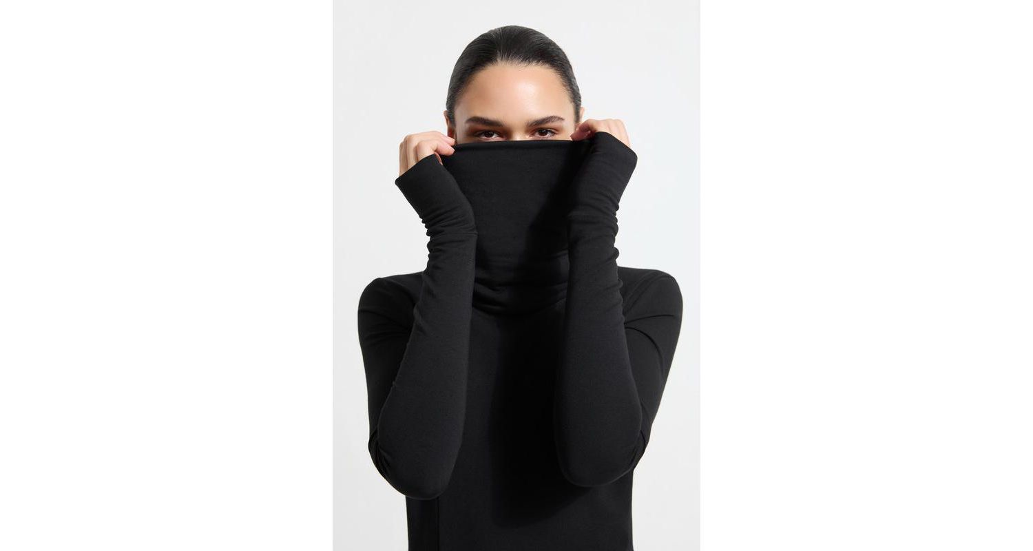 Women's Lisa Oversized-Collar Thumbhole Long-Sleeve Sweatshirt Dress