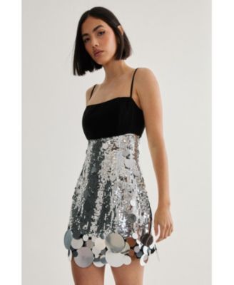 Women's Sequin Disc Hem Sleeveless Mini Dress