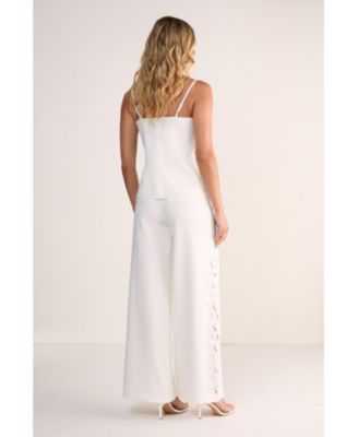 Women's Cutwork Side Tailored Wide Leg Pants