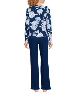 Women's Knit 2 Piece Pajama Set - Long Sleeve Top and Pants