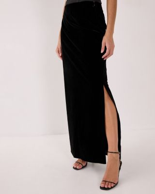 Women's Velvet High Waist Side Split Maxi Skirt