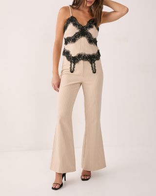 Women's Lace Trim Tailored Flared Pants