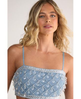 Women's Droplet Embellished Crop Top