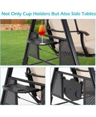 3-Seat Porch Swings with Adjustable Canopy