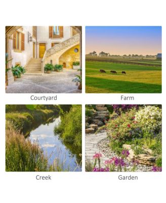 7.5' Fir Wood Garden Bridge Arc Walkway with Side Railings, Natural