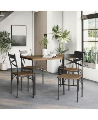 Kelle Transitional Metal 5-Piece Dining Set in Dark Bronze