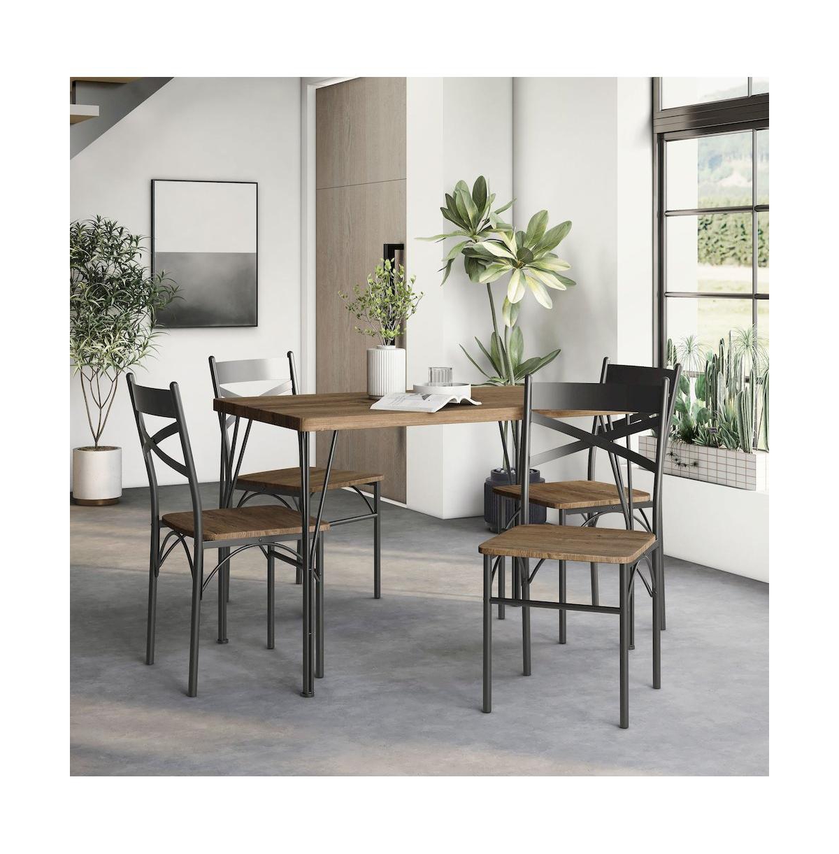 Enitial Star Kelle Transitional Metal 5-Piece Dining Set in Dark Bronze