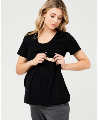 Maternity Raw Edge Nursing Short Sleeve Top