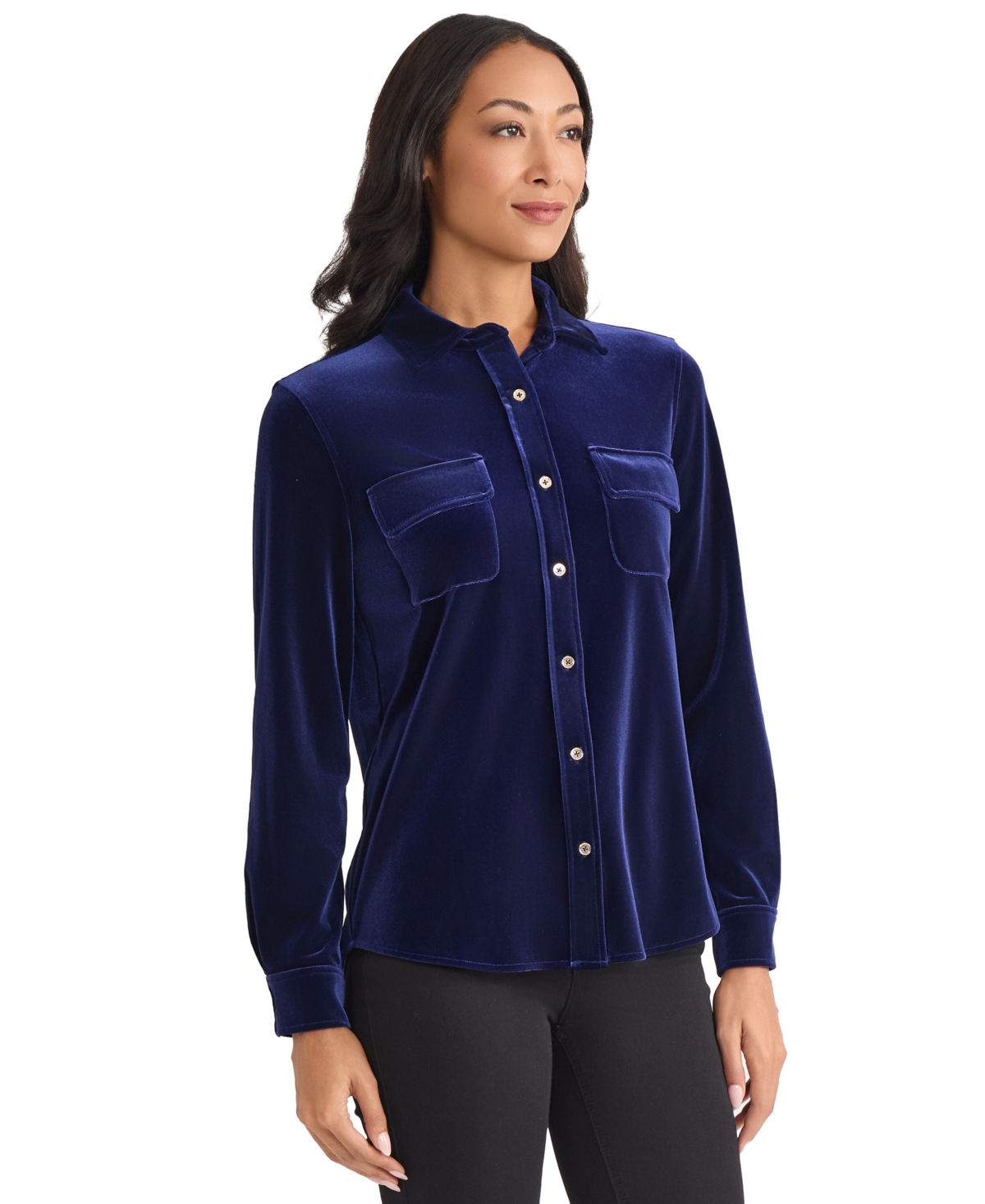 Jones New York Women's Long Sleeve Shirt In Blue