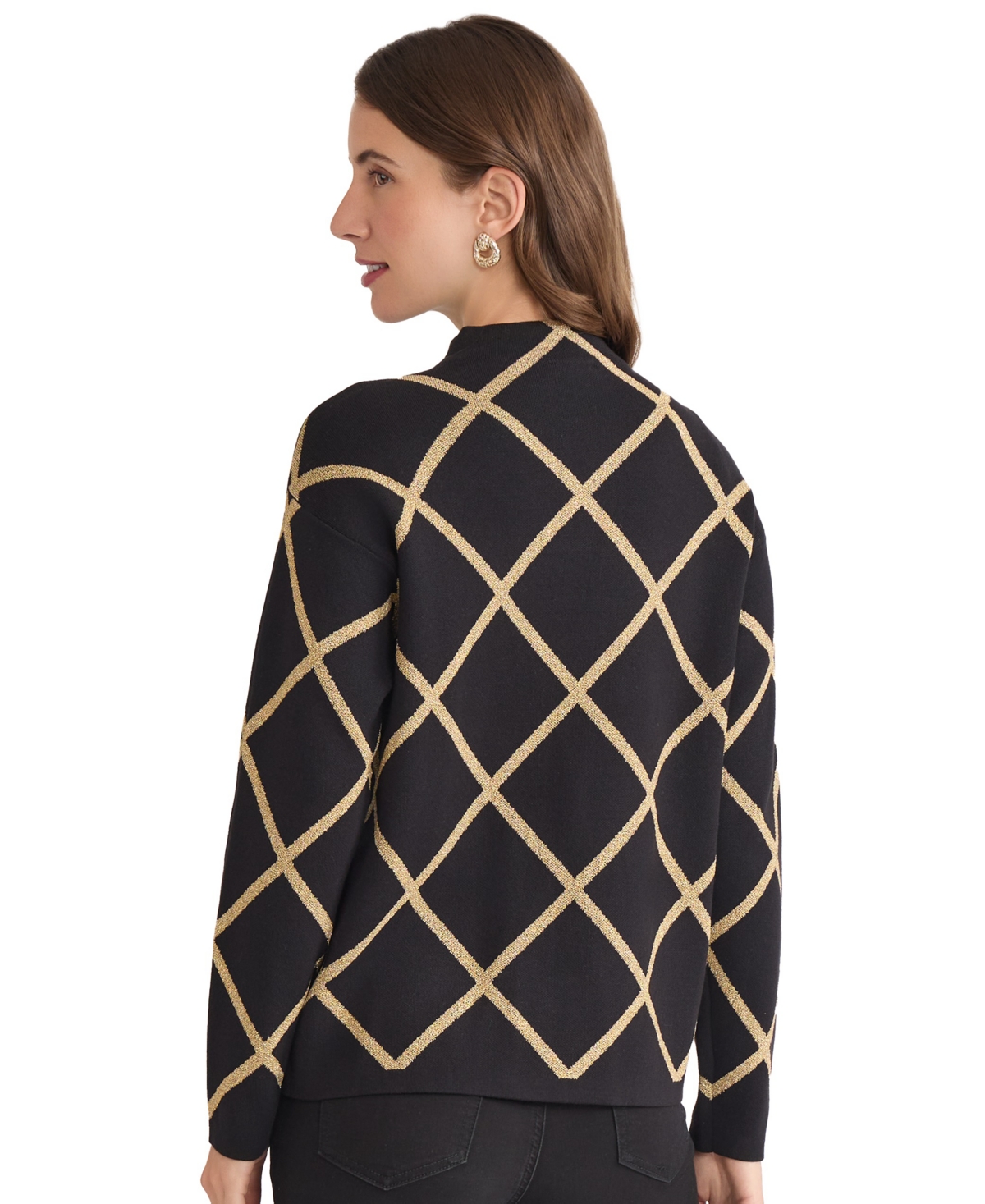Jones New York Women's Mock Neck Sweater In Black