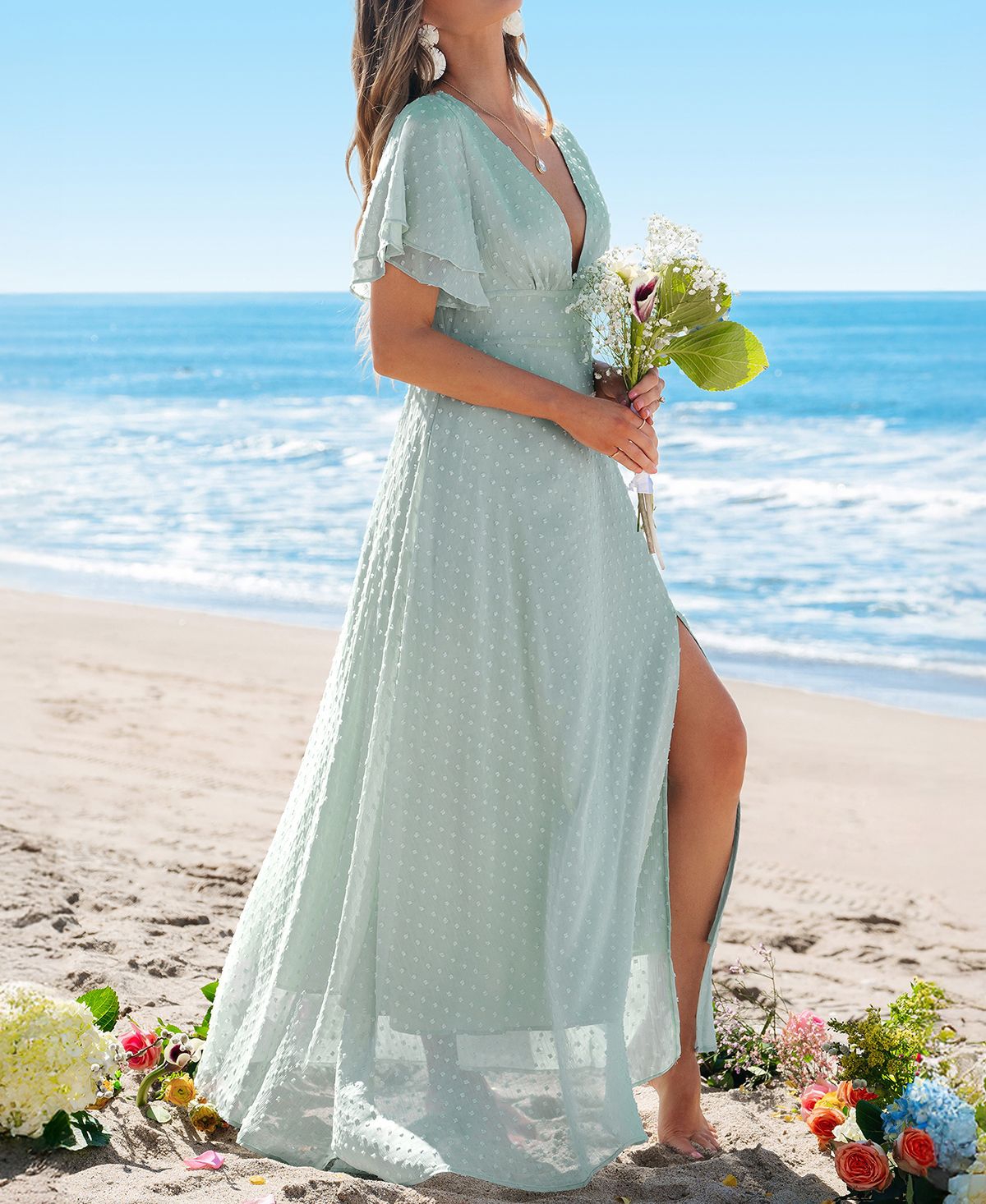 Cupshe Women's Misty Sage Green Maxi Beach Dress