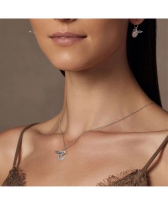 Sterling Silver 18k Gold Plated Bee Cultured Pearl Necklace & Earrings Set