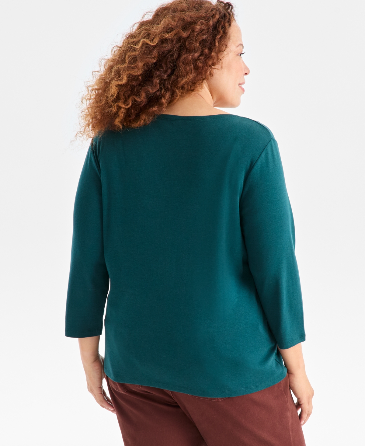 Style & Co Plus 3/4-Sleeve Cotton Henley Top