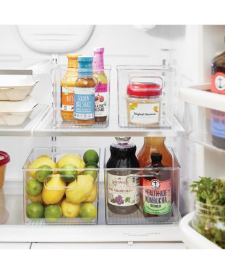 Plastic Fridge Bins with Handles, 4 Pack, Clear, Made in USA