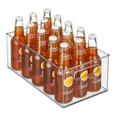 Plastic Stackable Fridge Bin with Handles, Clear, Made in USA