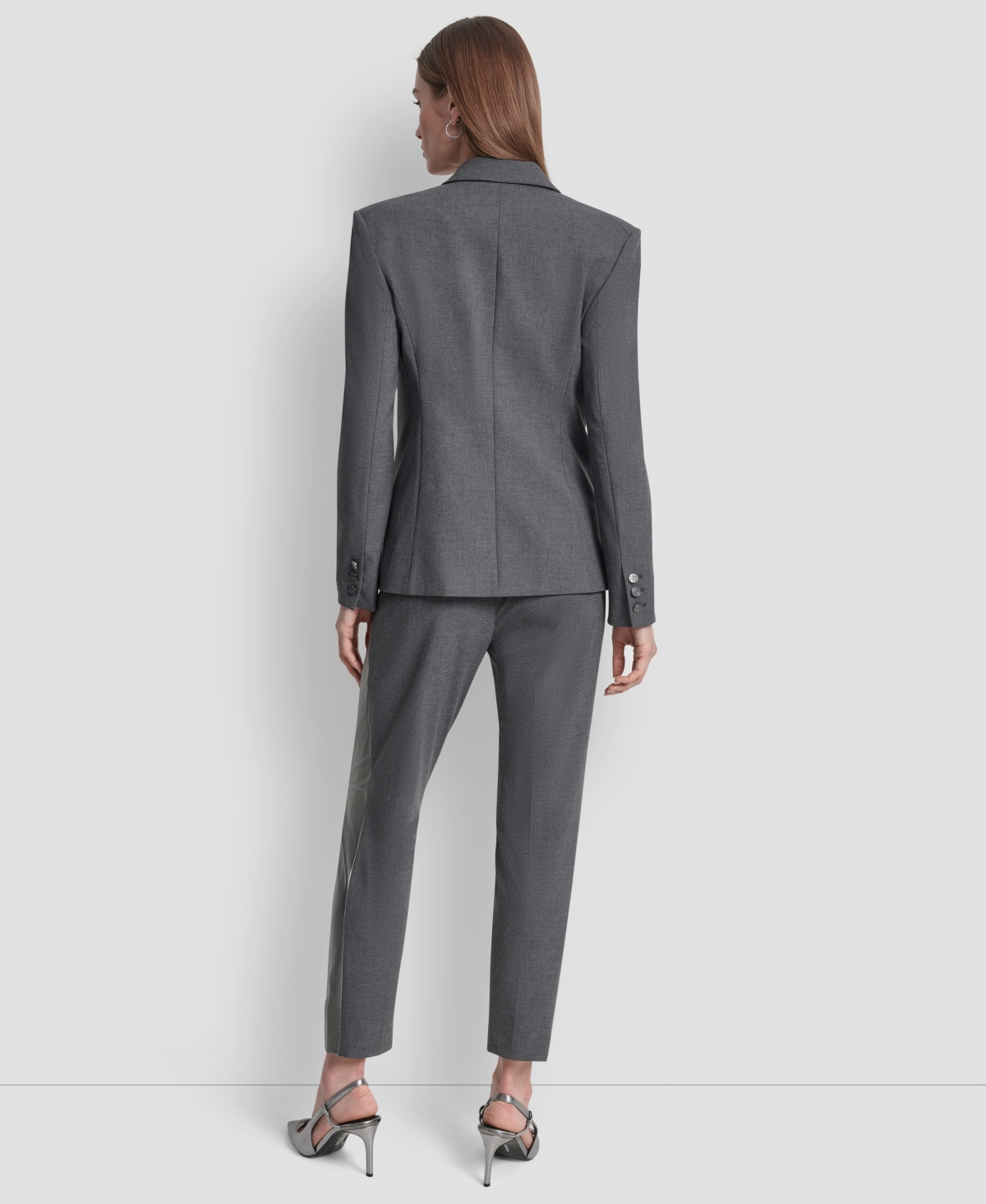 Dkny Women's Notch Collar One-button Tuxedo Jacket In Gray