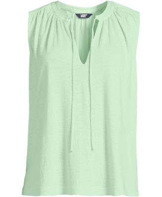 Women's Plus Size Linen Blend Notch Neck Swing Tank Top