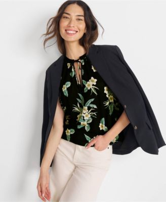 Women's Linen Blend Notch Neck Swing Tank Top