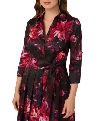 Women's Printed Taffeta Shirt Dress