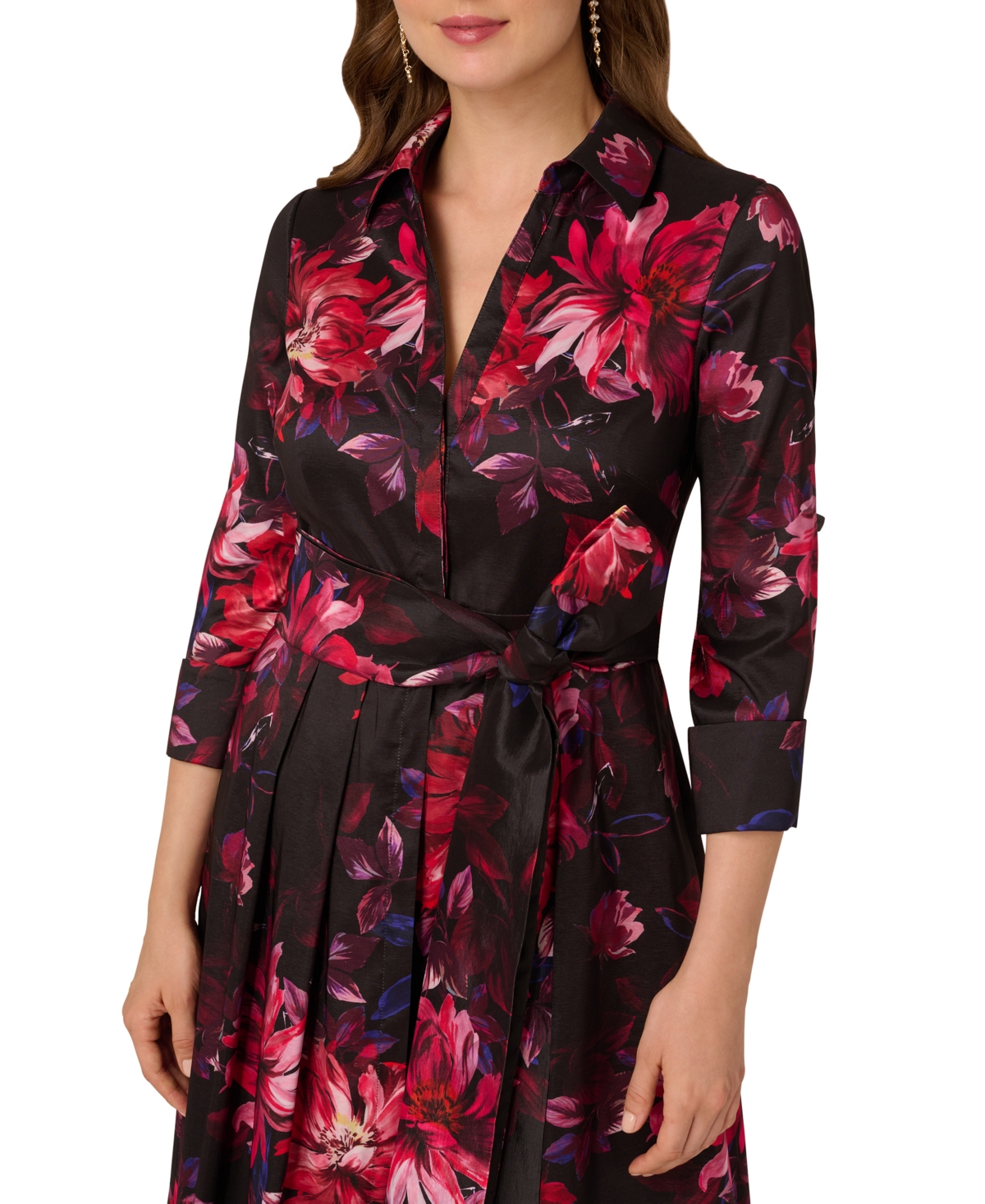 Adrianna Papell Women's Printed Taffeta Shirt Dress