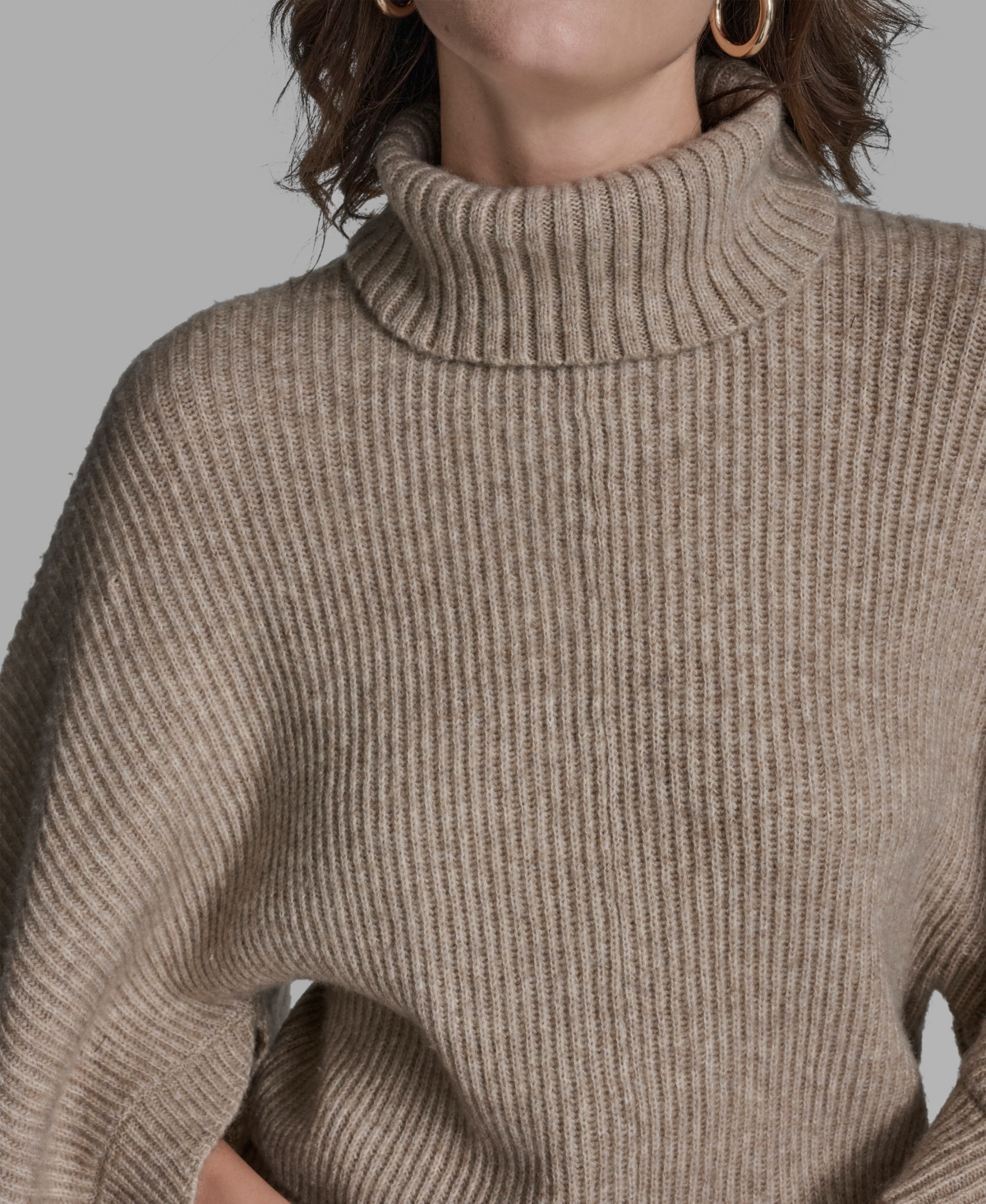 Bcbg Women's Oversized Turtleneck Sweater Poncho In Brown