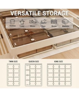 2PCS Plastic Under the Bed Storage Bins, Dustproof + Damp-Proof Under the Bed Storage, Under Crib Storage with 6 Pre-Installed Wheels