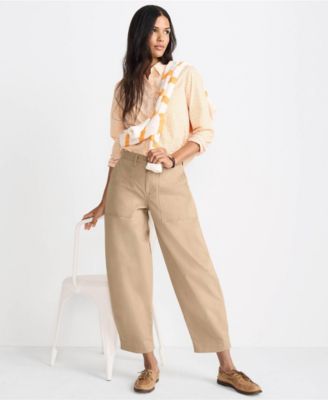 Women's Chino High Rise Barrel Leg Utility Ankle Pants