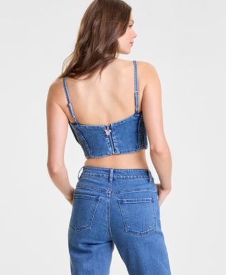 Women's Denim Minnie Mouse Bow Top Embellished with Crystals by Swarovski®, Macy's Exclusive