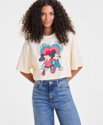 Disney | Macy's - Women's Mickey Mouse & Minnie Mouse Cropped Short-Sleeve Tee