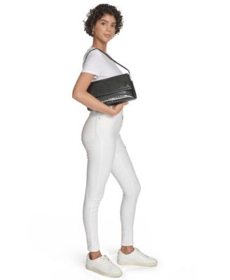 Verne Signature Embossed Flap Shoulder Bag