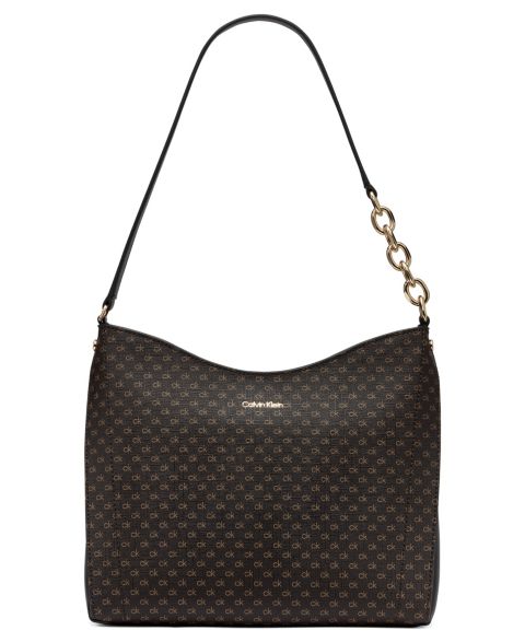 Женская сумка Calvin Klein Nova Top Zipper Mini Signature Chain Shoulder, цвет: Чёрный