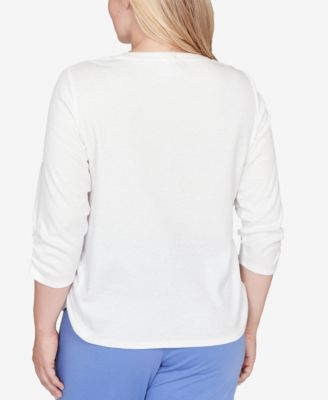 Women's Casual Vibe Geometric Floral Ruched Henley Top