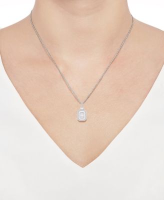 Diamond Baguette & Round Pendant Necklace (1/2 ct. t.w) in 14K White Gold (also in 14K Yellow Gold)