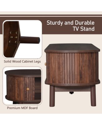 Modern Storage Cabinet Farmhouse TV Stand with Rattan Drawer