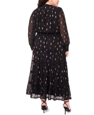 Plus Size Clip Chiffon Tiered Maxi Dress