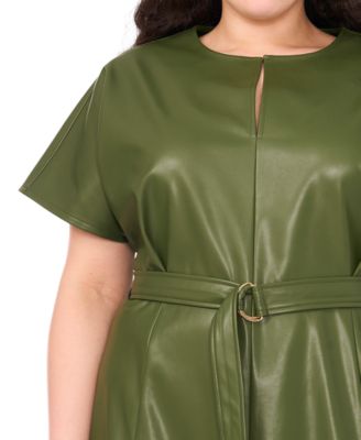 Plus Size Dolman Sleeve Belted Midi Dress