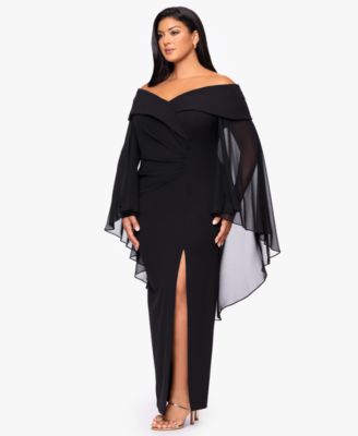 Plus-Size Long Caped Scuba Dress