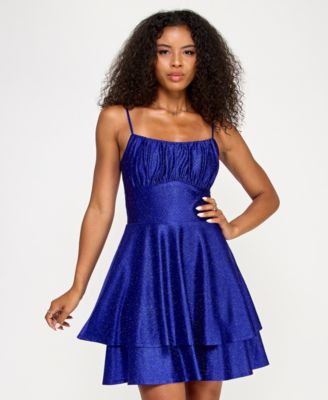Juniors' Glitter-Knit Fit & Flare Dress