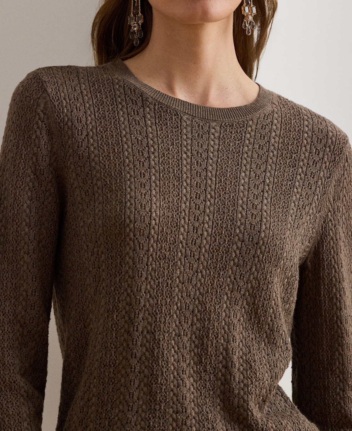 Lauren Ralph Petite Pointelle-Knit Slim Fit Sweater