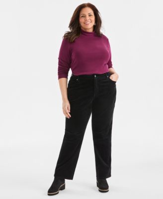 Plus Size High-Rise Straight-Leg Corduroy Pants, Macy's Exclusive